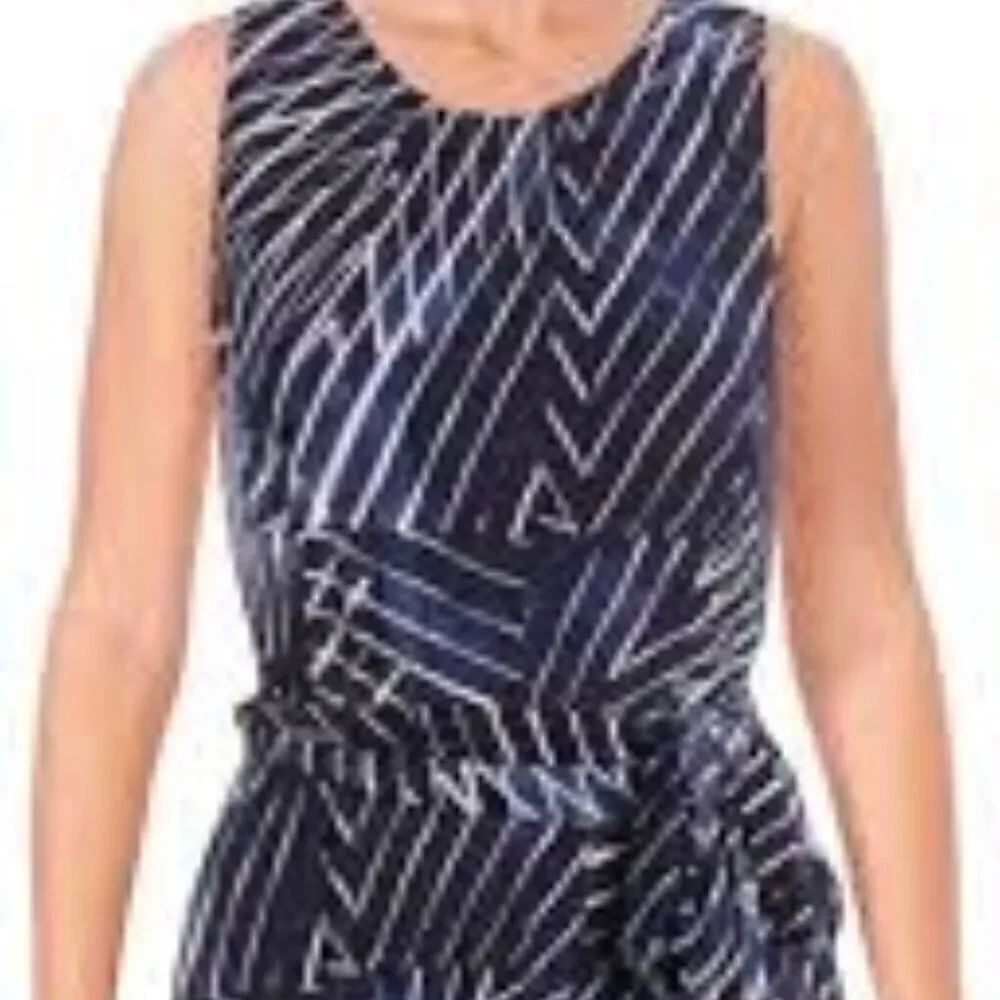 Lauren Ralph Lauren Blue/Black Geometric pattern sleeveless dress, size 18W